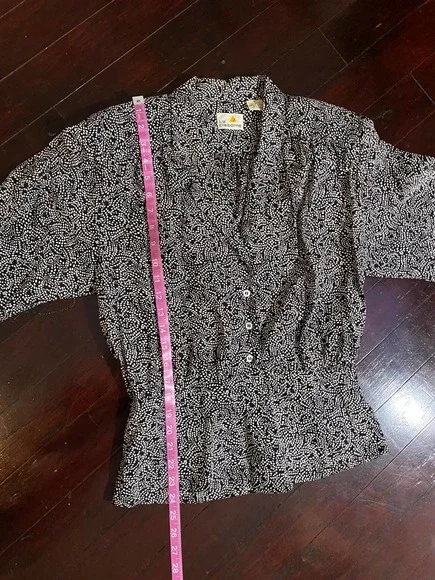 Vintage Liz Claiborne Blouse Long Sleeves Size 8 Black White - Picture 3 of 7